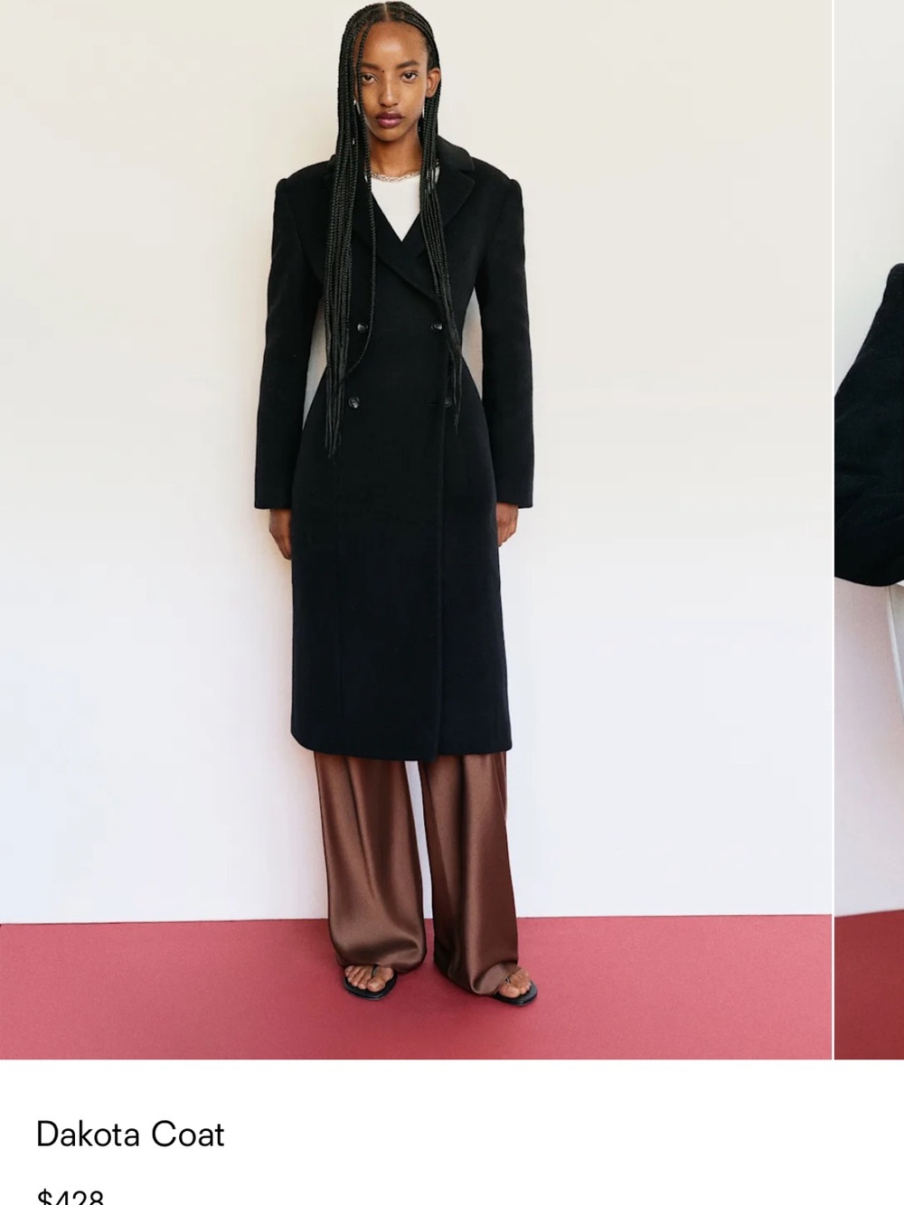 Reformation Dakota Black Wool Coat